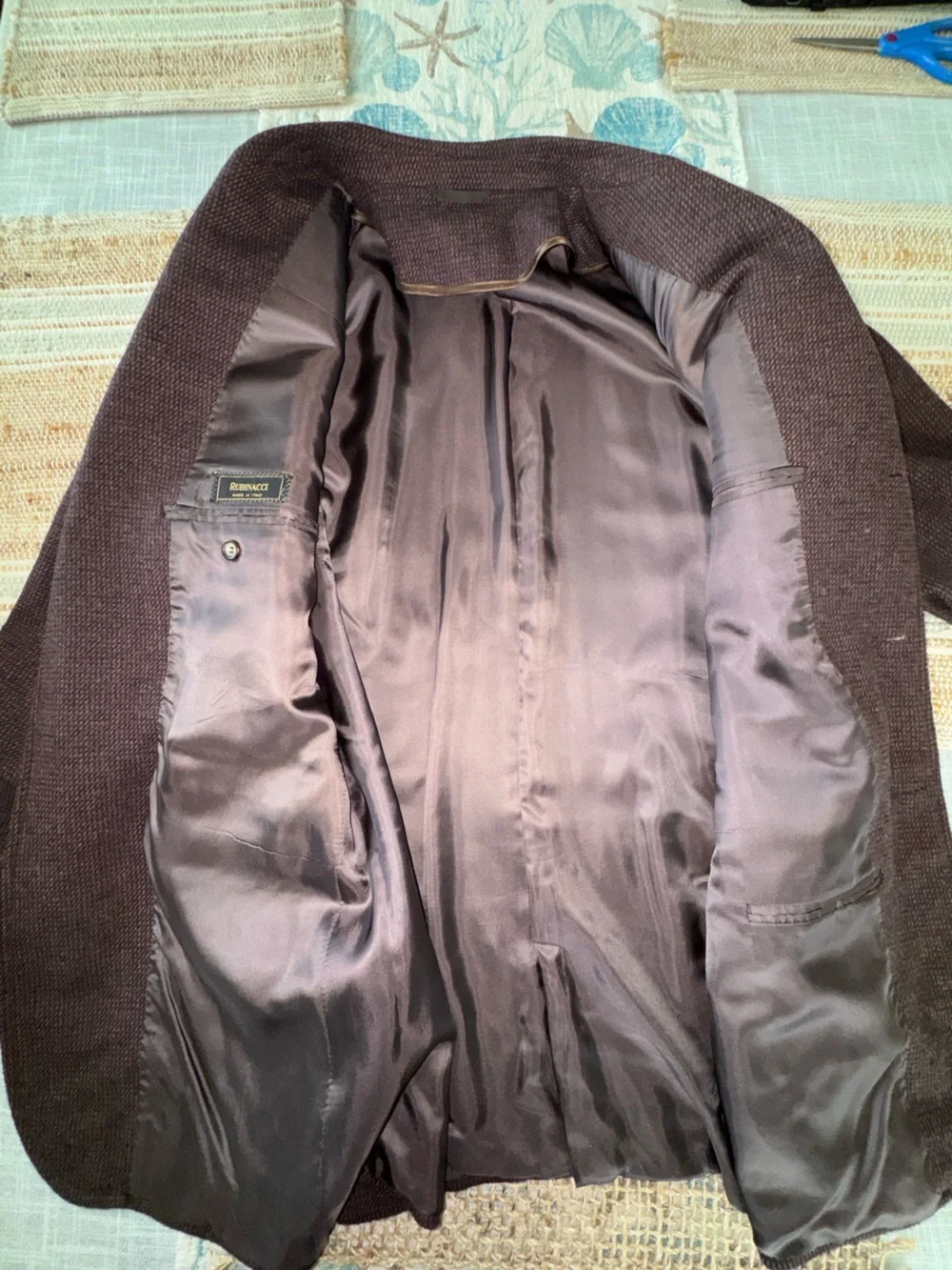 Rubinacci Men’s Jacket, Size IT 54, Burgundy, 3 Button, 100% Lana Vergine